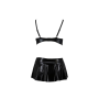 Комплект белья под латекс Passion DEBY SET L/XL, black, лиф, мини-юбочка, стринги