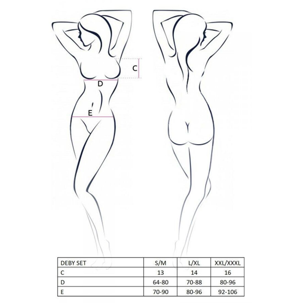 Комплект белья под латекс Passion DEBY SET L/XL, black, лиф, мини-юбочка, стринги