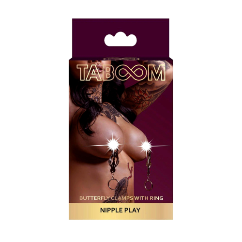 Зажимы-бабочки с кольцом Taboom Nipple Play Butterfly Clamps With Ring, серебристые