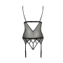 Корсет с открытой грудью Passion DIABOLINA CORSET S/M, black, пажи, трусики, полупрозрачный