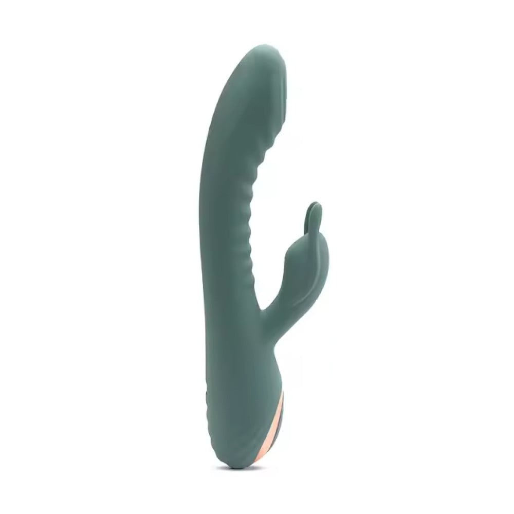 Вибратор с рифмингом для точки G и клиторальным отростком Sweet Em Velvet Lure. зеленый