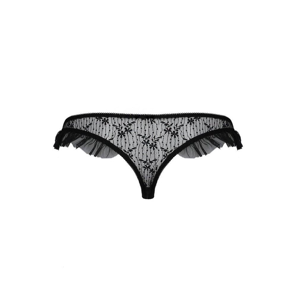 Трусики с оборками Passion Exclusive DONIA THONG XXL/XXXL, black