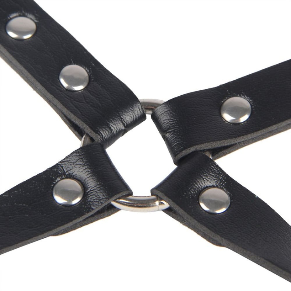 Гартеры с наручниками Star Night Sexy Bondage из экокожи, черные, One Size