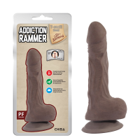 Фаломитатор реалистичный с мошонкой Chisa T-skin ReaL Addiction Rammer коричневый, 19 см.
