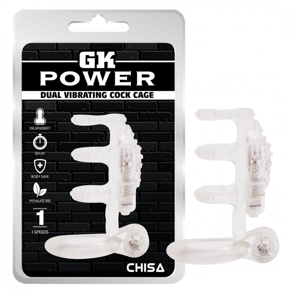Насадка с вибрацией Chisa GK Power и эрекционными кольцами, прозрачная