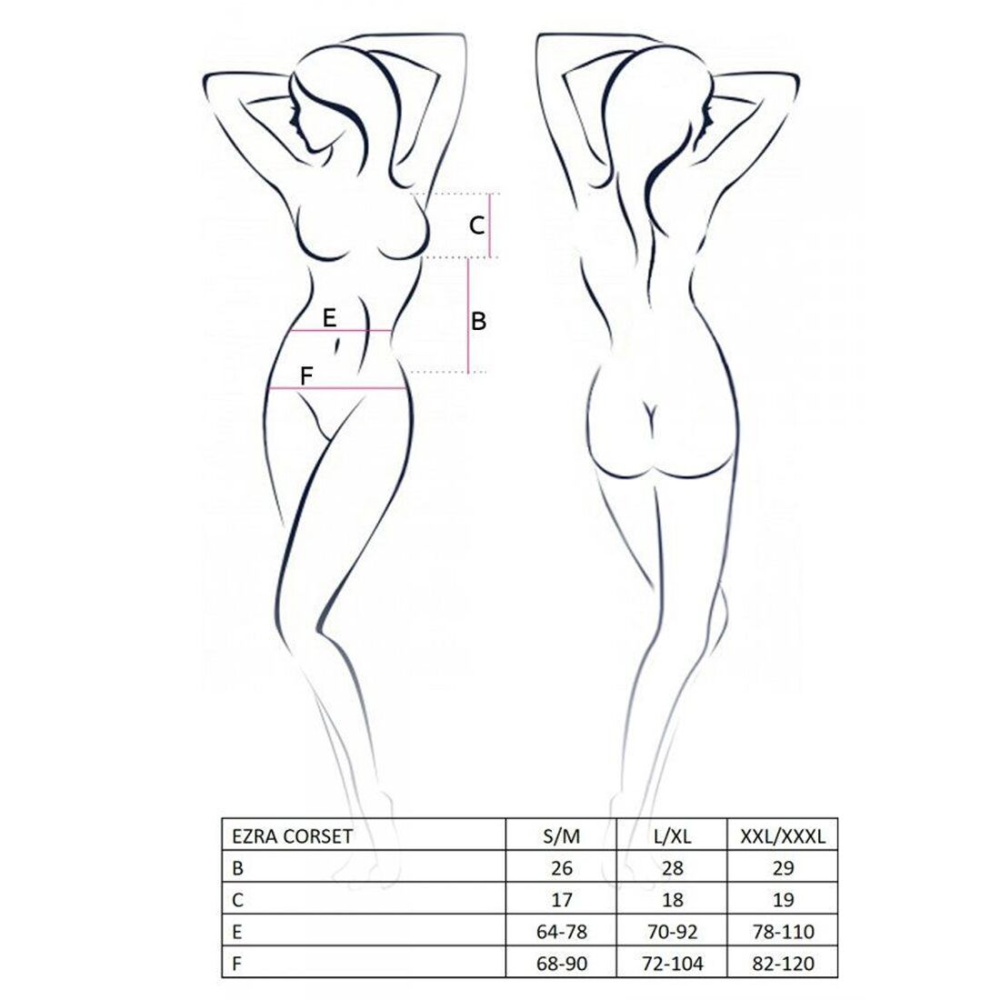 Корсет с декольте Passion ERZA CORSET L/XL, black, пажи, трусики, полупрозрачный