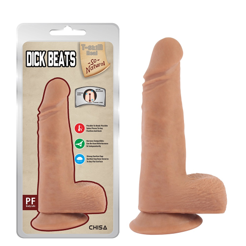 Фаллоимитатор реалистичный с мошонкой Chisa T-skin Real Dick Beats телесный, 18 см.