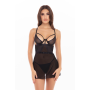 Прозрачный пеньюар с трусиками 2PC BONDAGE STRAPPING CHEMISE SET BLACK, S/M