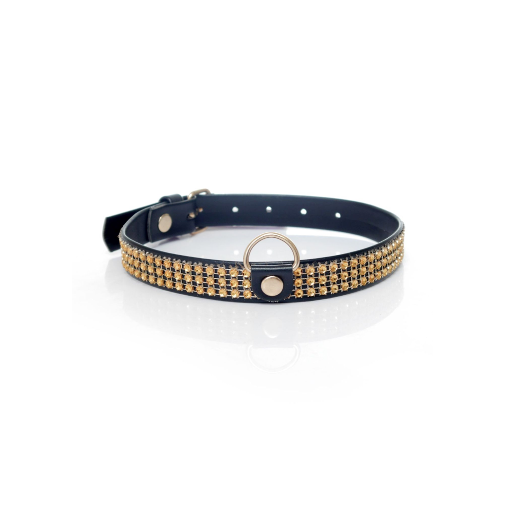 Ошейник Collar with crystals 2 cm gold