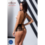 Комплект белья Passion Exclusive INDRA SET OpenBra S/M, black, стринги, портупея с бахромой