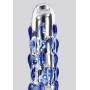 Фаллоимитатор стеклянный с рельефом Diamond Dazzler прозрачный с голубым, 18 см х 3.5 см