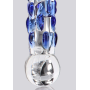 Фаллоимитатор стеклянный с рельефом Diamond Dazzler прозрачный с голубым, 18 см х 3.5 см