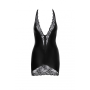 Виниловое мини-платье L F283 Noir Handmade, с кружевом, черное