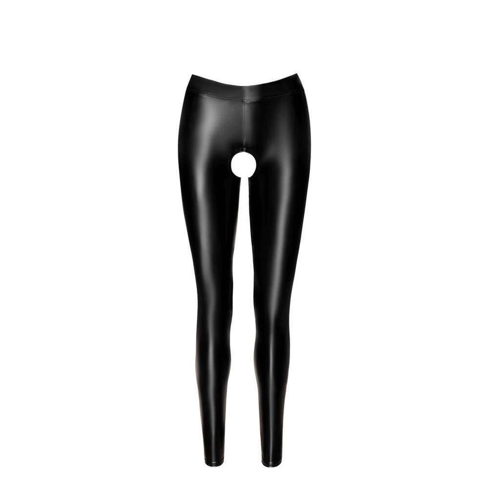 Леггинсы с открытым доступом F304 Noir Handmade мокрый эффект, черные, размер S
