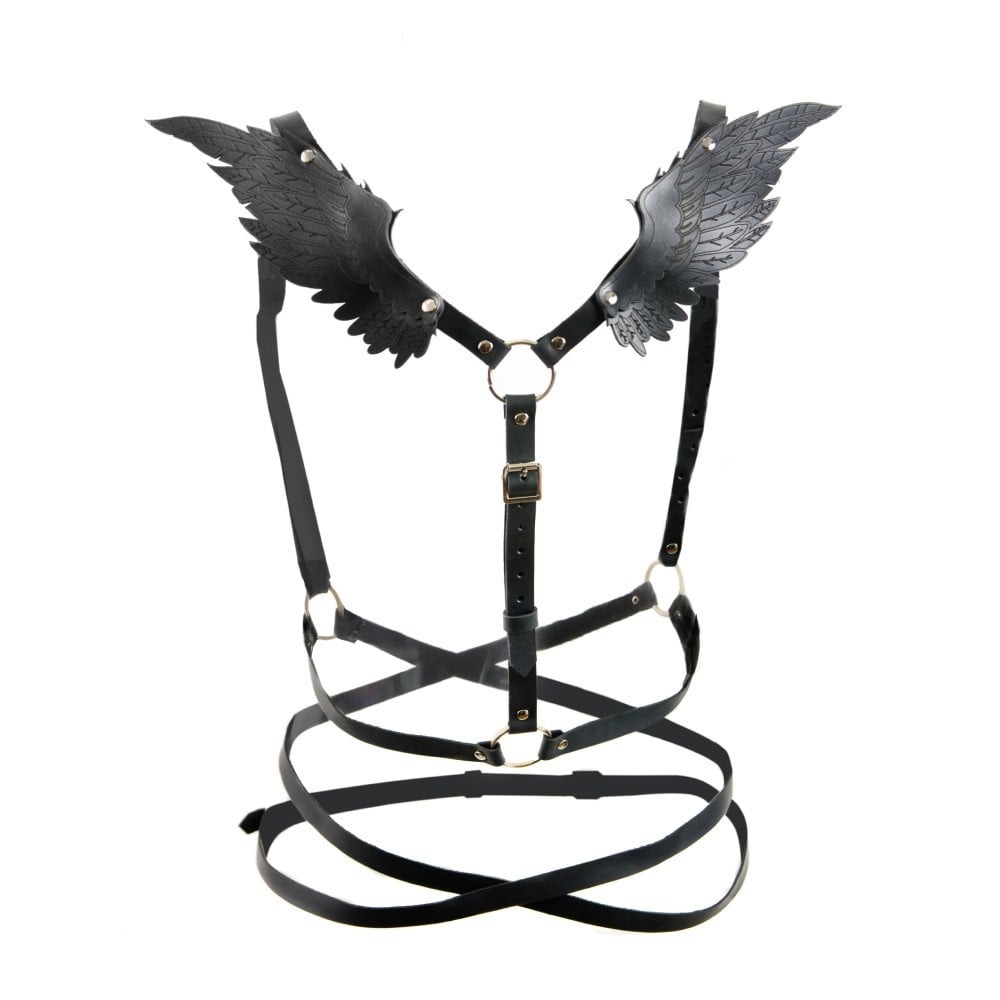 Портупея с крыльями Candy Hero Black Angel 2, натуральная кожа, черный