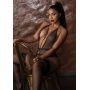 Боди со стрепами в мелкую сетку Daring Intimates, черный, S/M