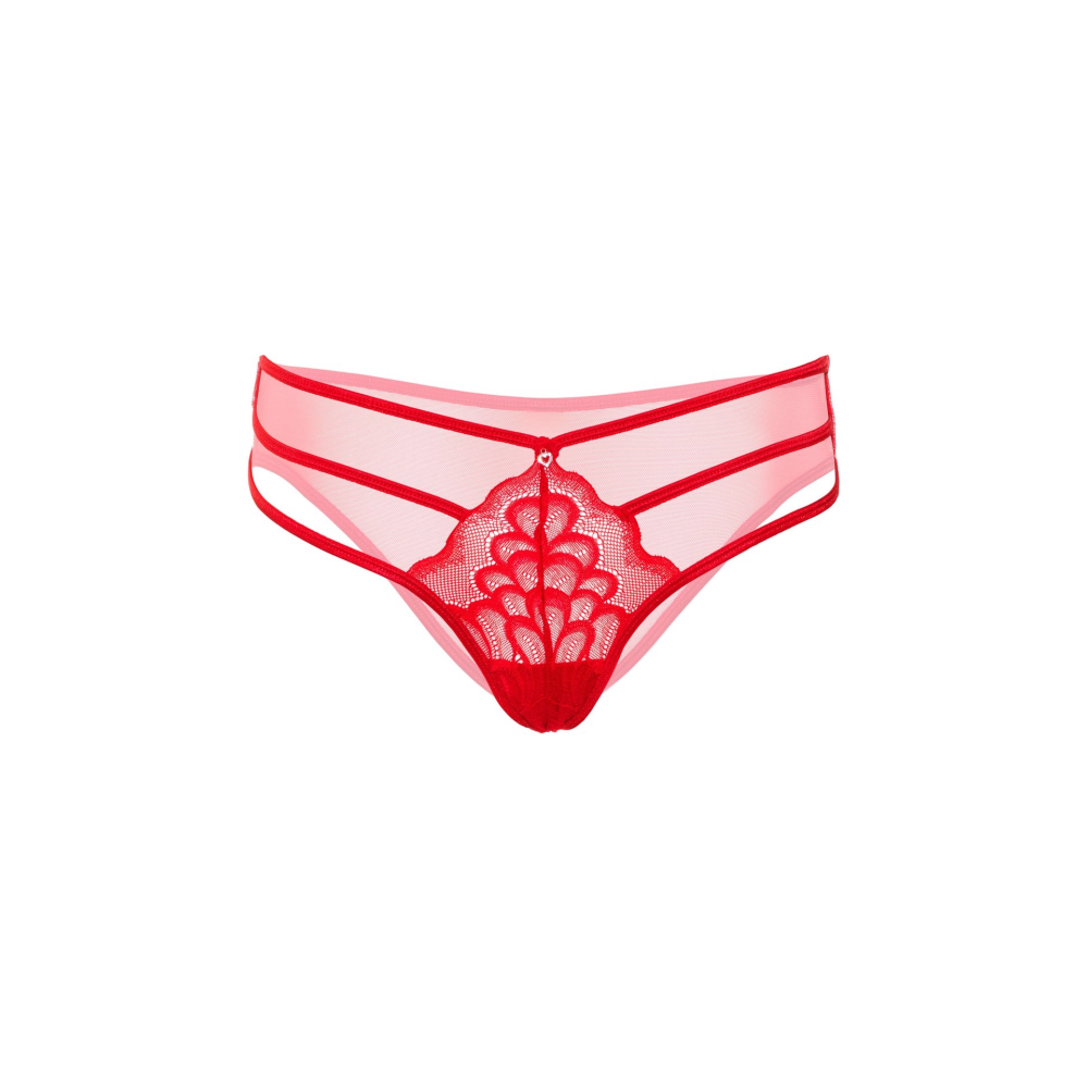 Трусики кружевные Daring Intimates с декоративными ремешками, красные