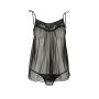 Сорочка прозрачная беби долл Passion MELANIA CHEMISE L/XL, black, трусики, на тонких бретелях