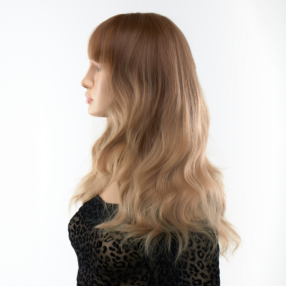 Парик длинный волнистый с челкой Fetish Hair омбре русый, 50 см