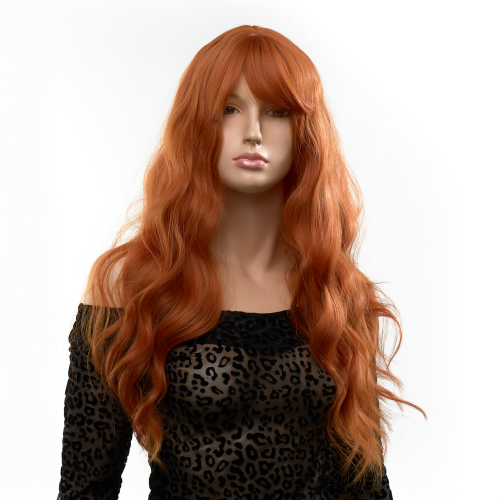 Парик длинный волнистый с челкой Fetish Hair рыжий, 60 см