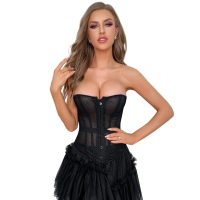 Корсет из сетки Star Night с крючками и шнуровкой, черный, M (без коробки)