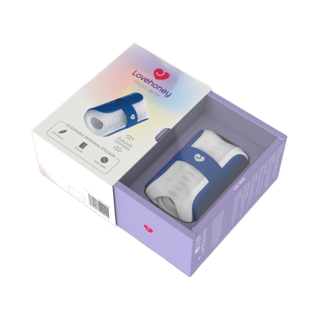 Мастурбатор Lovehoney Mon Ami Adjustable с открытым каналом, бело-голубой