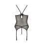 Корсет с пажами Passion MELANIA CORSET XXL/XXXL, black, трусики, полупрозрачный