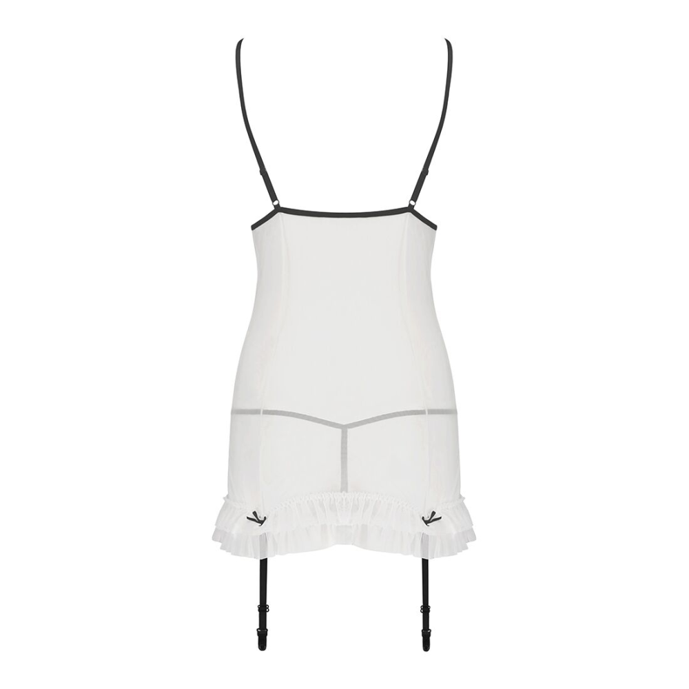 Сорочка прозрачная с пажами Passion ORIHIME CHEMISE S/M, white, трусики, стрэпы