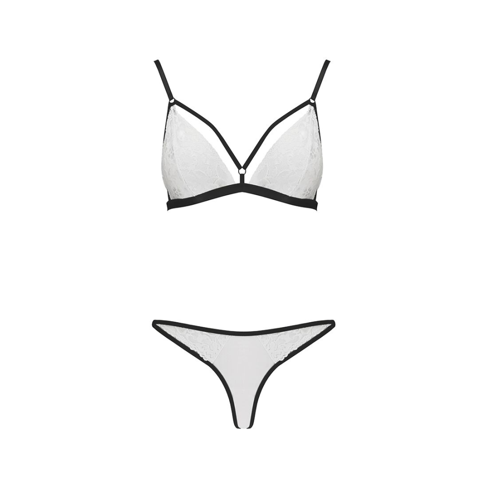 Комплект белья Passion ORIHIME SET XXL/XXXL, white, стрепы, лиф и трусики