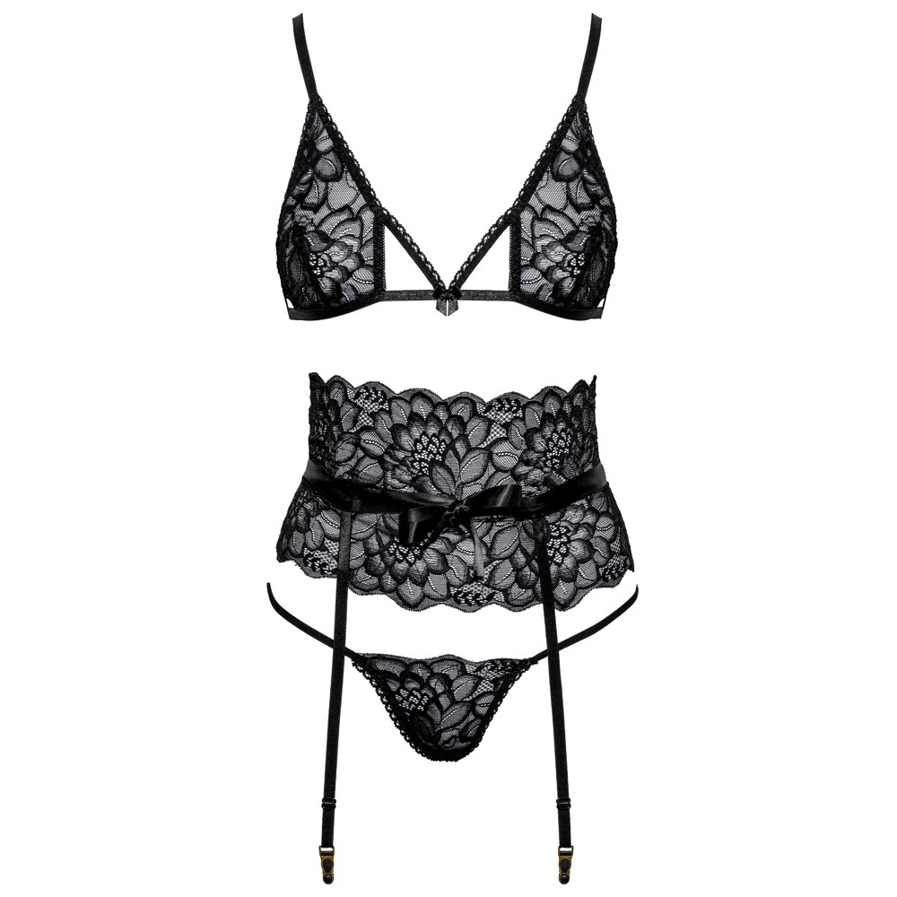 Комплект белья Suspender Set black S/M