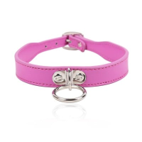 Ошейник с кольцом DS Fetish Collar, кожзам, розовый