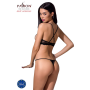 Комплект белья Passion Exclusive QUENTRIS BIKINI XXL/XXXL, black, стринги и полуоткрытый лиф