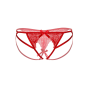 Кружевные трусики с бантиком и открытой интимной зоной Naomi Daring Intimates, красные, S/M