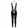 Комбинезон виниловый Libido F298 Noir Handmade, с кружевом, черный, размер M