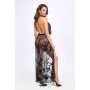 Платье длинное Divinity F312 Noir Handmade, с глубоким декольте, черное, размер M