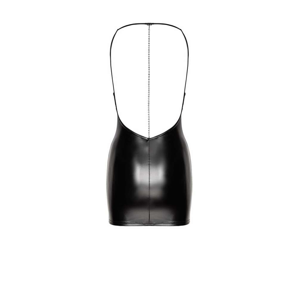 Платье винил, F307 Noir Handmade Mirage, с дорожкой страз по спине, черное, размер М