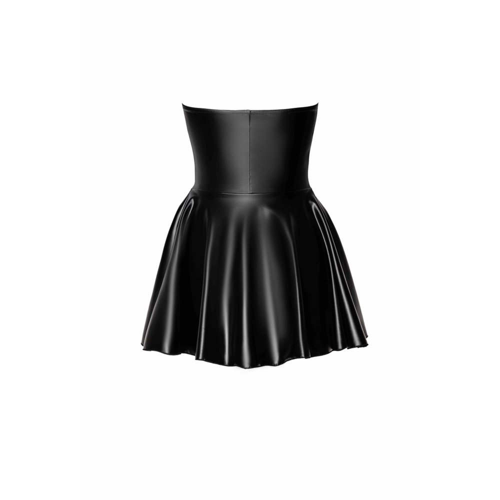 Платье мини из винила, расклешенная юбка, с молнией спереди, F308 Noir Handmade Dreamer, размер М