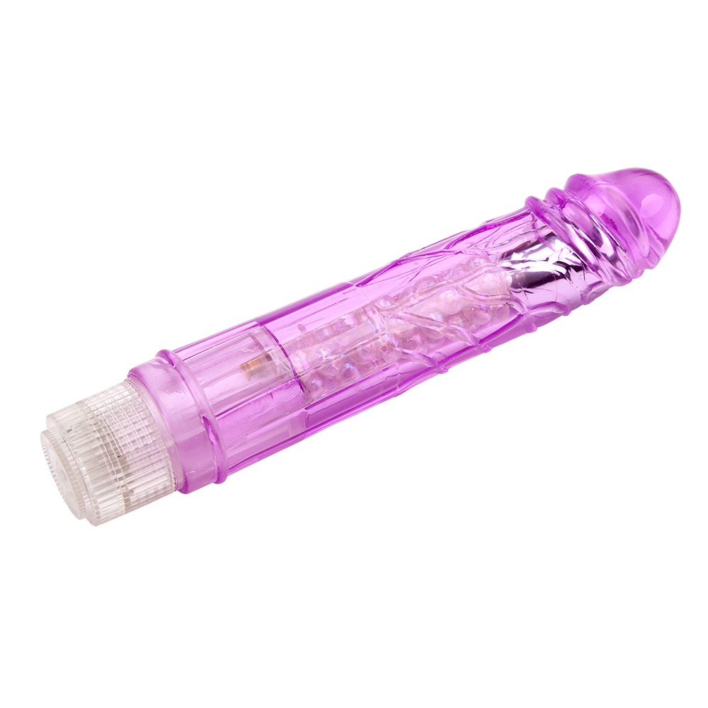 Прозрачный реалистичный вибратор Chisa Crystal Jellie на батарейках, фиолетовый