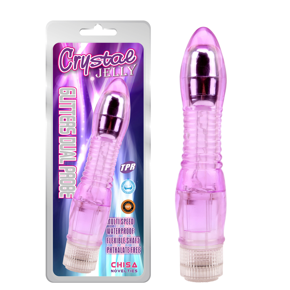 Вибратор гелевый ребристый Chisa Crystal Jellie, фиолетовый