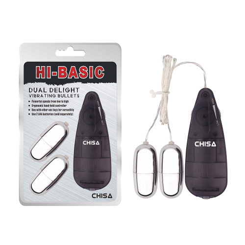 Виброяйца с пультом Chisa Hi-Basic Dual Delight Vibrating Bullets, серебристые
