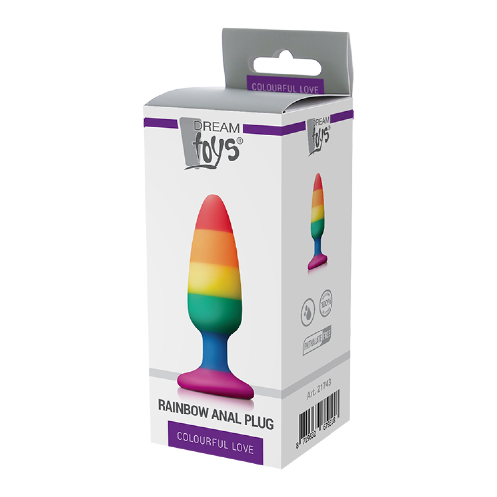 Радужная анальная пробка COLOURFUL LOVE RAINBOW ANAL PLUG MEDIUM