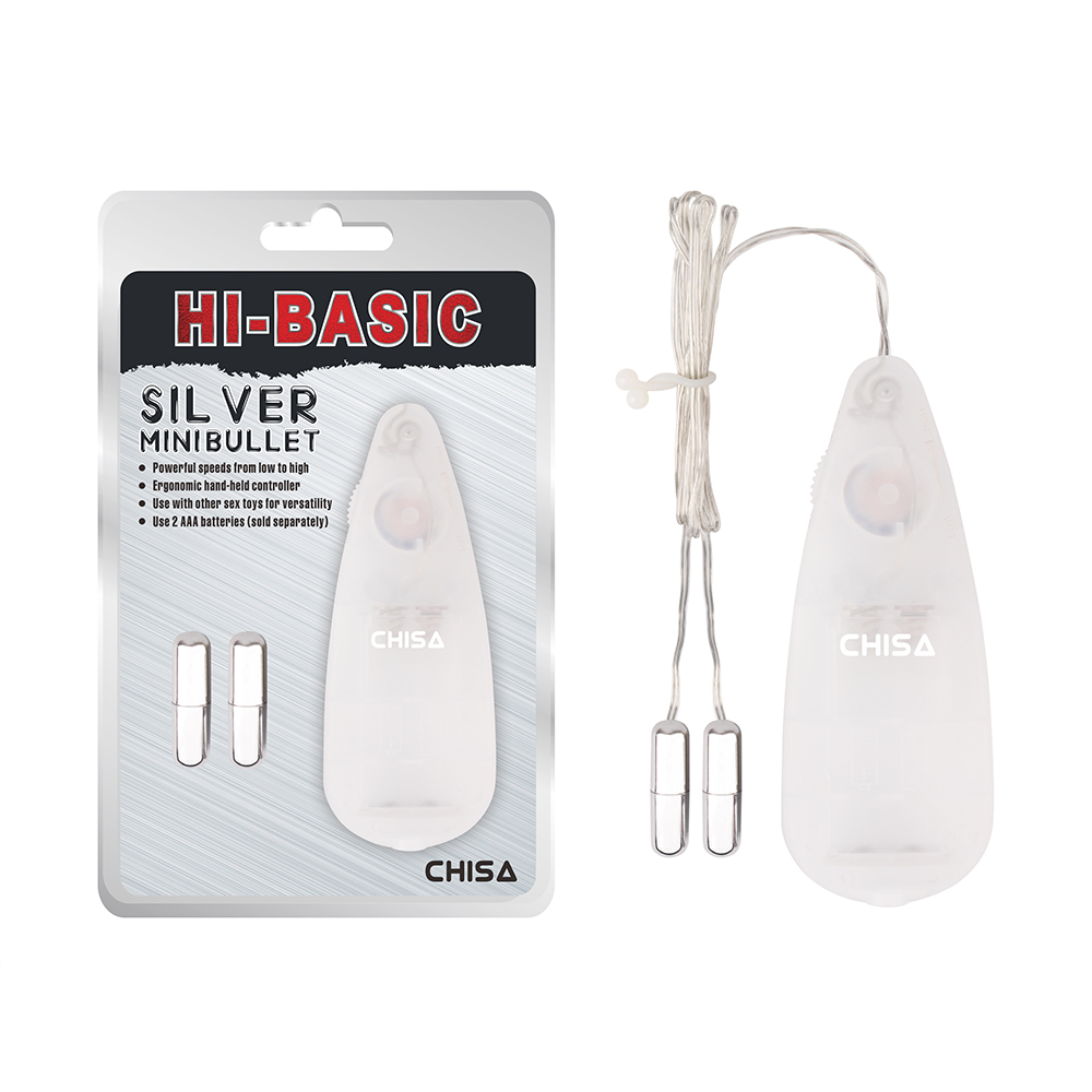 Мини-вибропули CHISA Hi-Basic Mini Twins Bullets на проводном пультом, серебристые