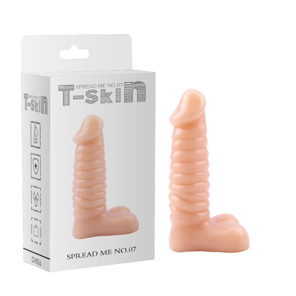 Фаллоимитатор реалистичный рельефный Chisa T-Skin с мошонкой, телесный