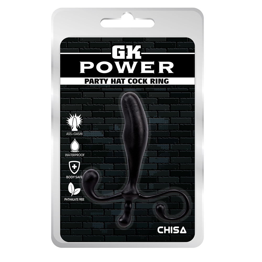 Массажер простаты Chisa GK Power Party Hat Cock Ring с фигурной ручкой, черный