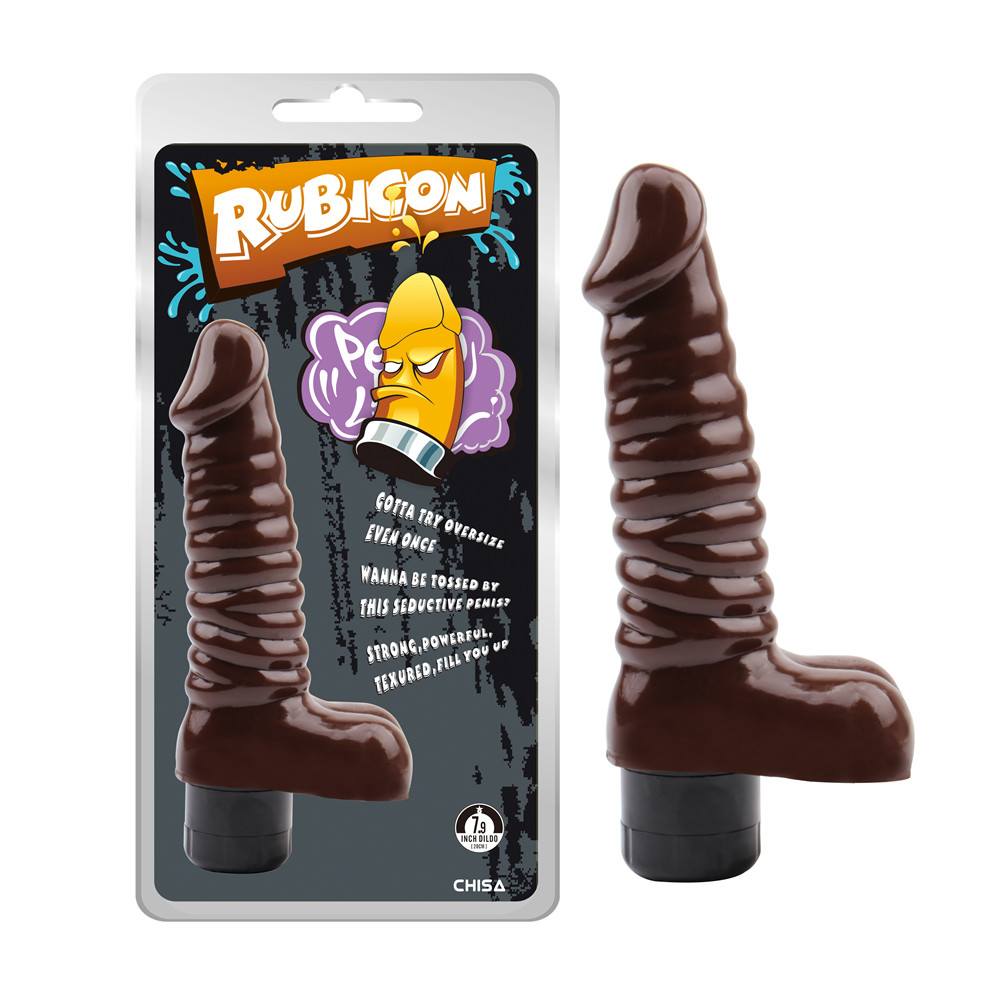 Вибратор рельефный с яичками Chisa RUBICON, коричневый