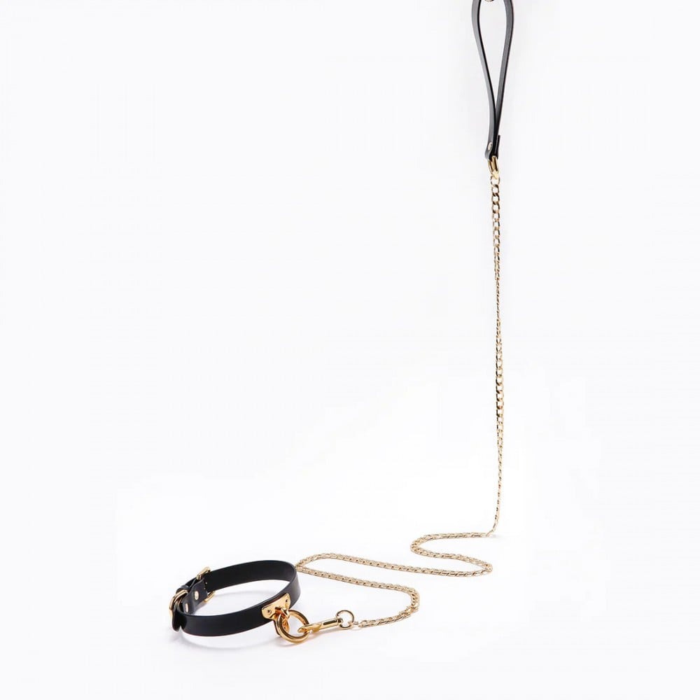 Ошейник-чокер с кольцом, итальянская кожа Leather Cosplay Choker UPKO, размер L