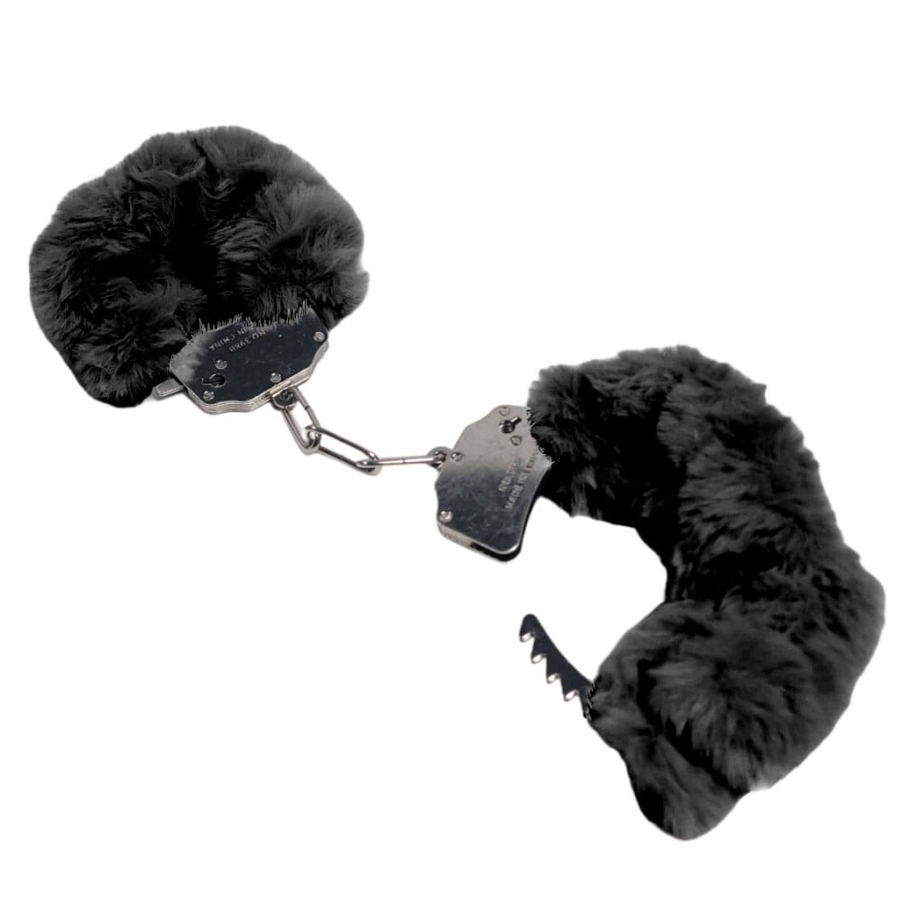 Наручники DS Fetish Plush handcuffs, металл с мехом, черные