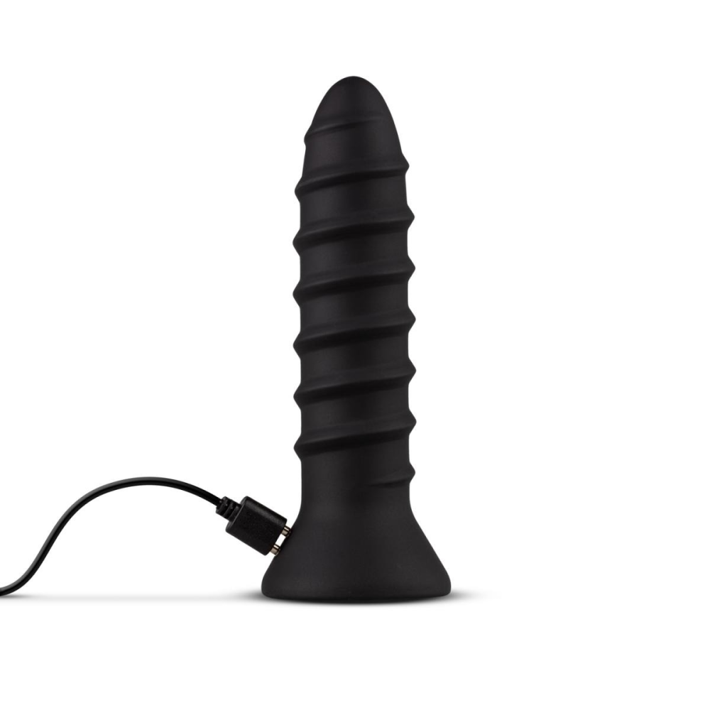 Вибратор анальный с рельефом EasyToys Screwed черный, S