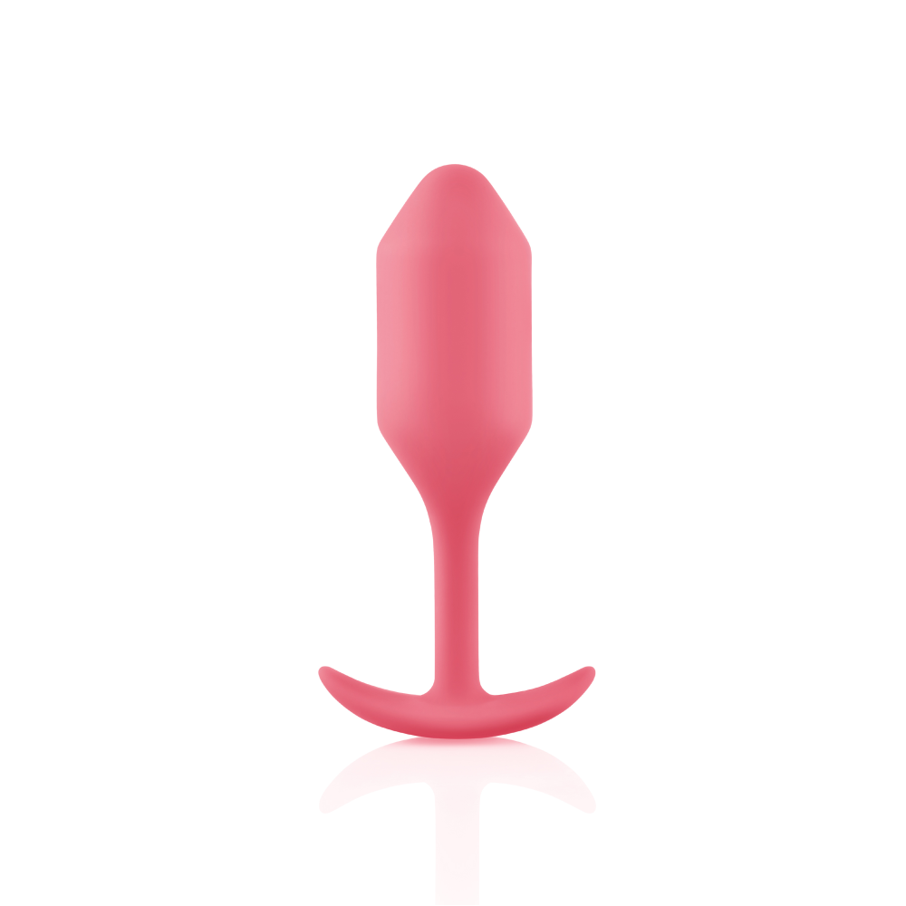 Бесшовная силиконовая анальная пробка с утяжелением B-Vibe - Snug Plug 2 коралловая