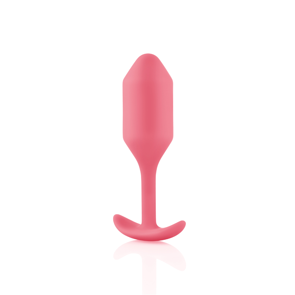 Бесшовная силиконовая анальная пробка с утяжелением B-Vibe - Snug Plug 2 коралловая